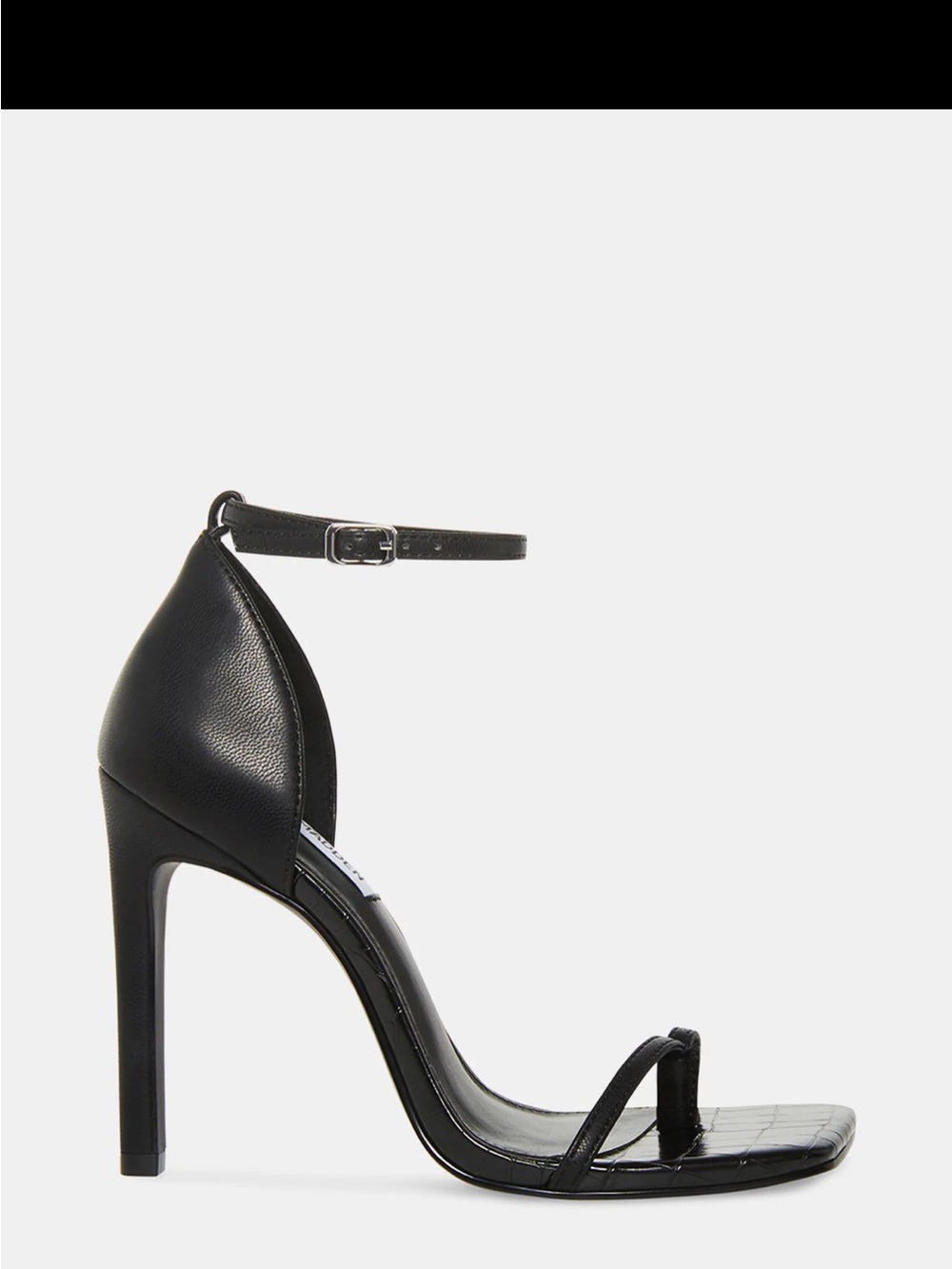 Steve Madden Black Ankle-Strap Stiletto Sandal